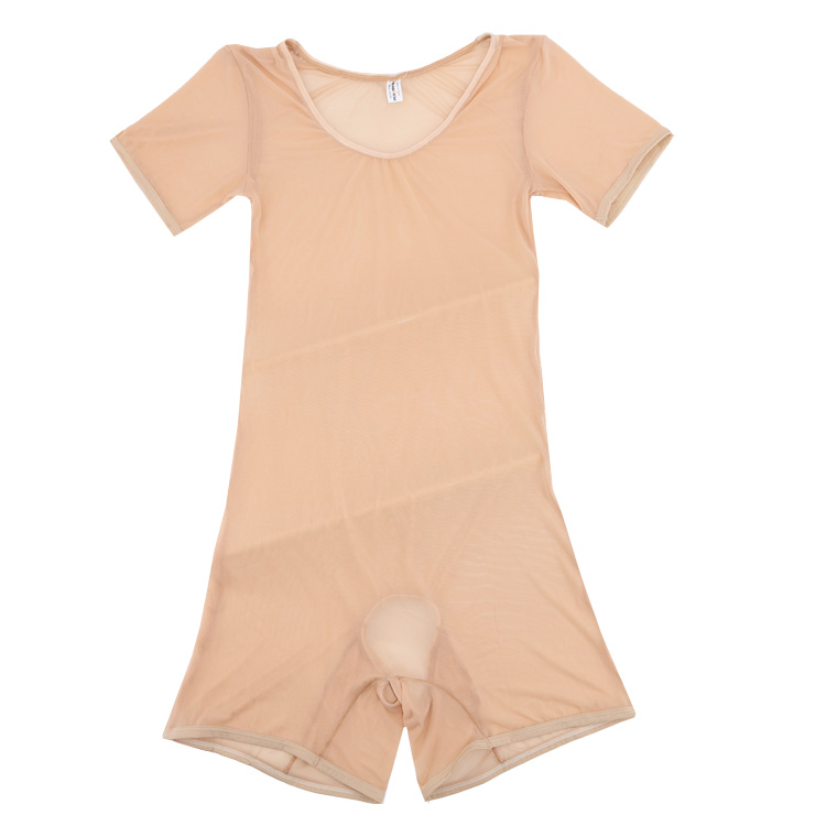 Quần tất nam jumpsuit boxer tay ngắn lưới vô cùng gợi cảm mở đồ lót trong suốt corset vui nhộn đồ lót định hình một mảnh