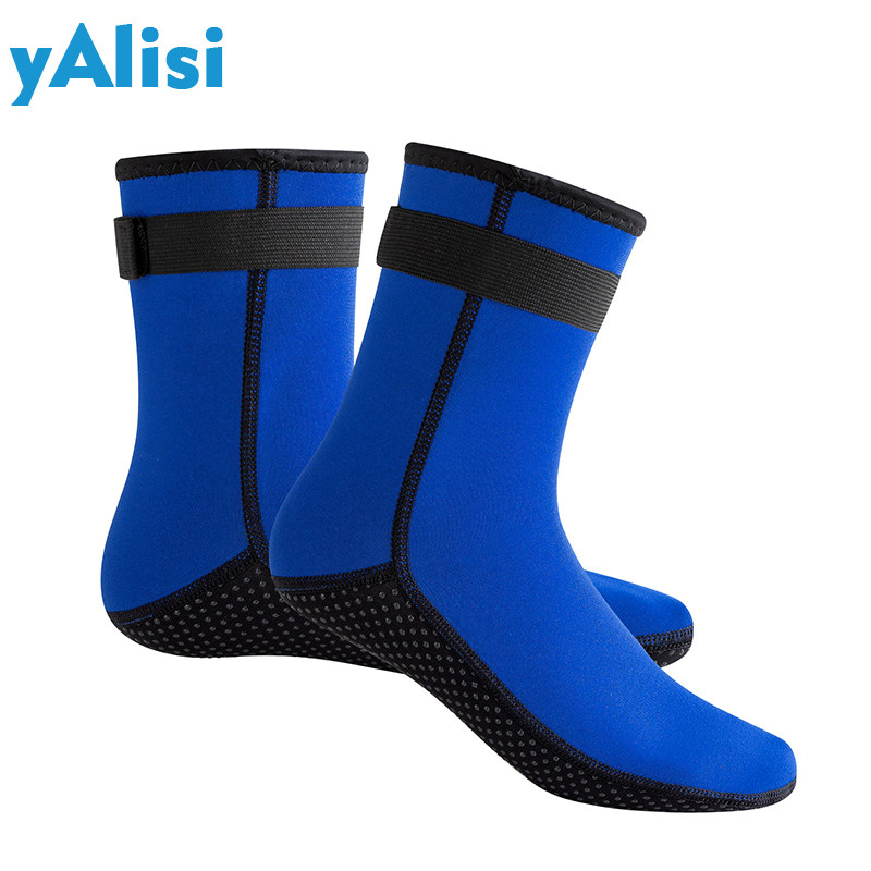 YALISI diving socks men's winter warm non-slip deep diving waterproof material 3MM socks women's long tube beach socks swimming shoes