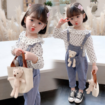 Girls back pants Spring Wear 21 new childrens jeans girls open pants childrens trousers to send bears