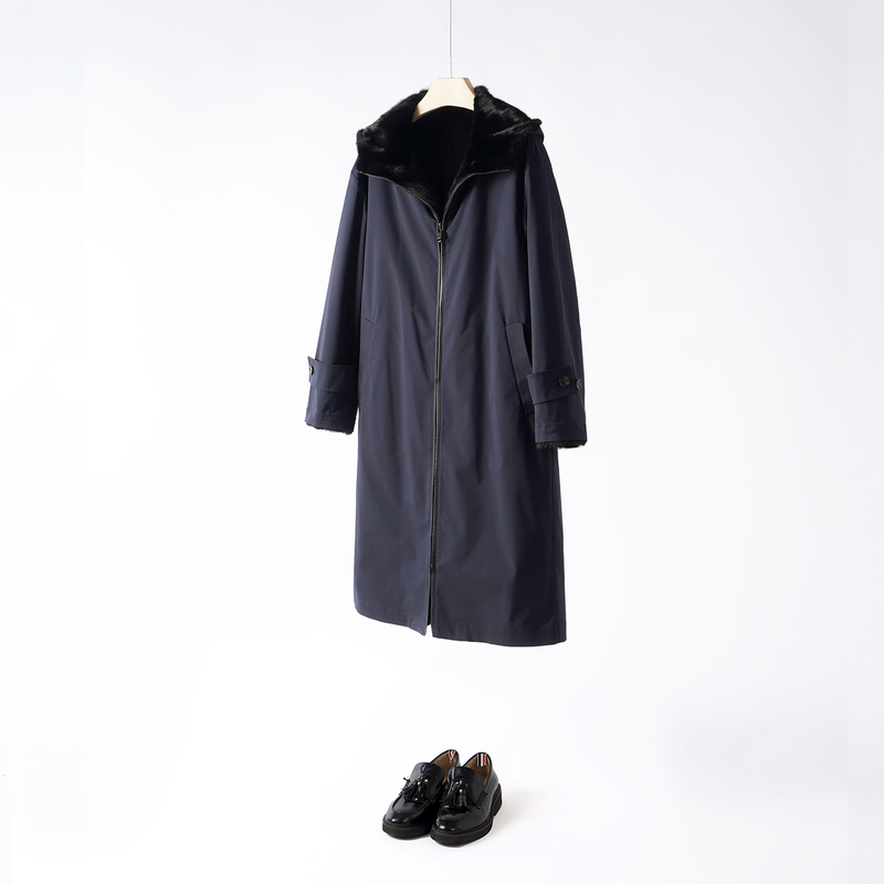 Reversible Nicro Coat for Women with Detachable Mink Lining, Mink Fur Coat, Over-The-Knee Long Parka, Whole Mink Fur Coat Reversible Nicro Coat for Women with Detachable Mink Lining, Mink Fur Coat, Over-The-Knee Long Parka, Whole Mink Fur Coat