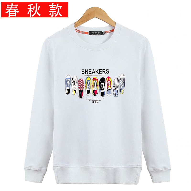 Áo len cotton mùa thu 2018 mới cho nam mùa xuân và mùa thu nam cổ tròn không mũ hoodie đỏ