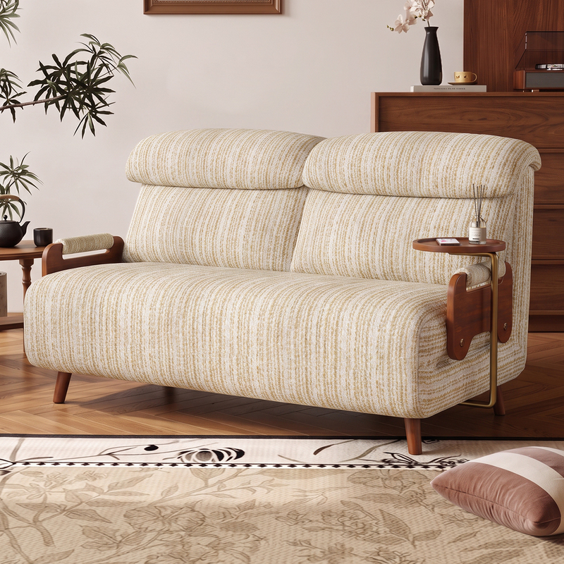 Sofa Bed Foldable Dual-Use 2026 New Model Single/Double Solid Wood Retractable Bed for Small Apartments, Living Room, Study, Suitable for Long-Term Sleeping