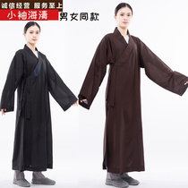 Zen meditation clothes Taiwan hemp coat Haiqing laymans clothing mens and womens small cuffs Haiqing monks clothing monks clothing loose long gown summer style