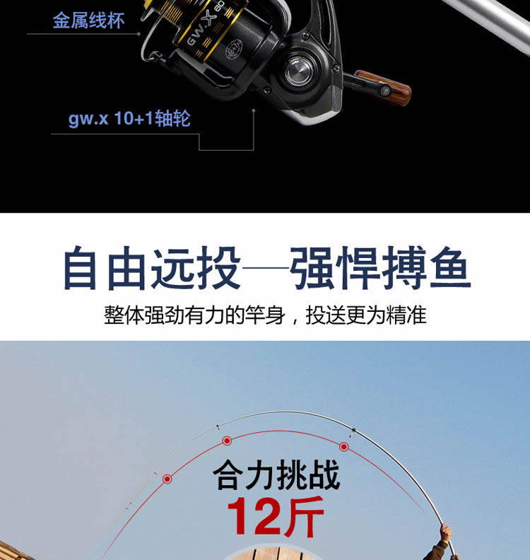 Море удочкой 光威鱼竿碳素超硬远投杆kx海竿长节锚鱼40号海钓全套套装海杆套装 GW