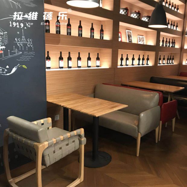 Bar giải trí ghế sofa gỗ rắn cửa hàng trà tráng miệng cửa hàng thời trang rắn bàn gỗ và ghế cuốn sách đồ nội thất thanh nhạc Ravi - FnB Furniture