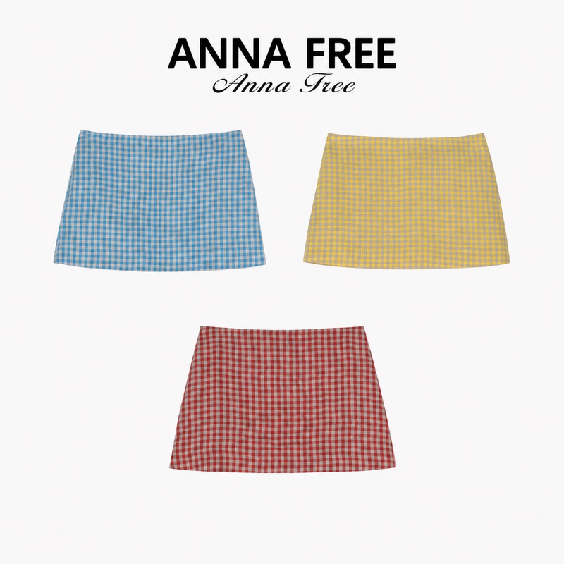 Anna Free Summer New Fashion Versatile Casual Plaid Short Skirt Linen Slimming Skirt Zcs26490