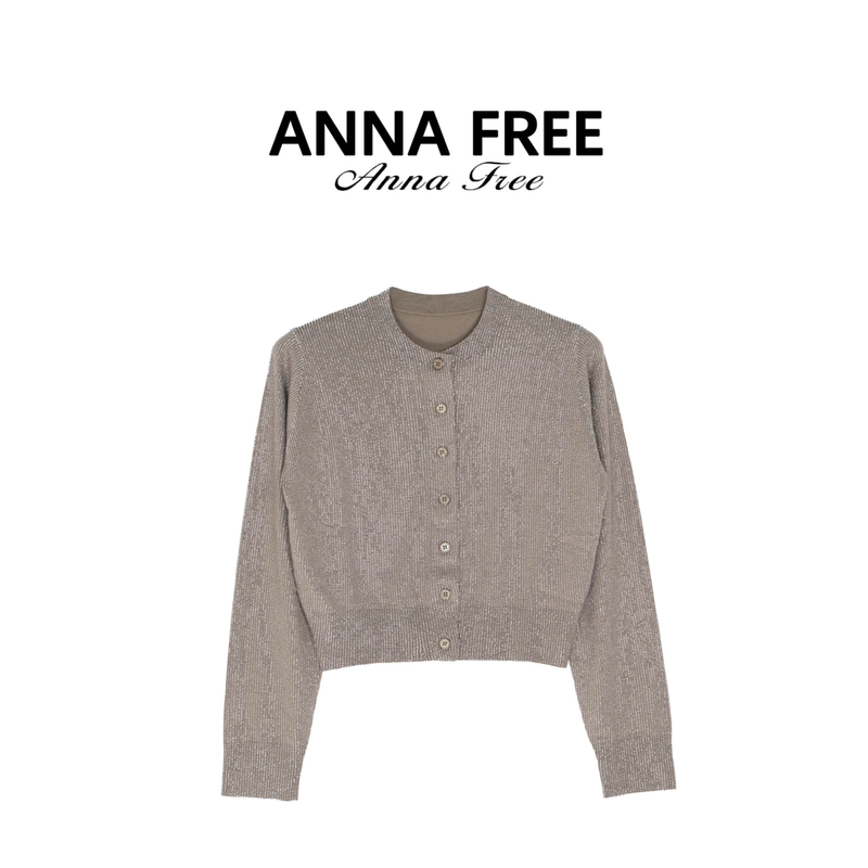 Anna Free Starry Sky Rhinestone Knitted Slim Fit Versatile Cardigan Slimming Jacket Round Neck Z8806