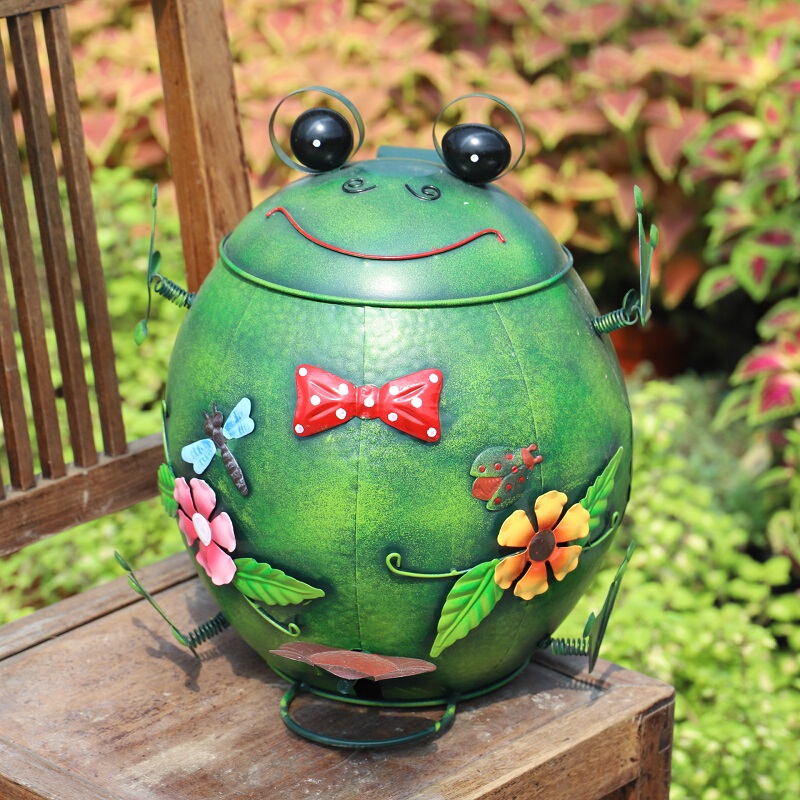 Wrought Iron Frog Owl Trash Can Cartoon Animal Outdoor Garden Courtyard Balcony Ornament Decoration Wrought Iron Frog Owl Trash Can Cartoon Animal Outdoor Garden Courtyard Balcony Ornament Decoration