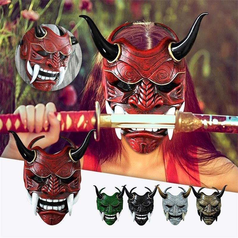 Like the mask Halloween costume dressed as male evil devil warrior warrior full face Tooth Day Style Resin Screenplay-Taobao