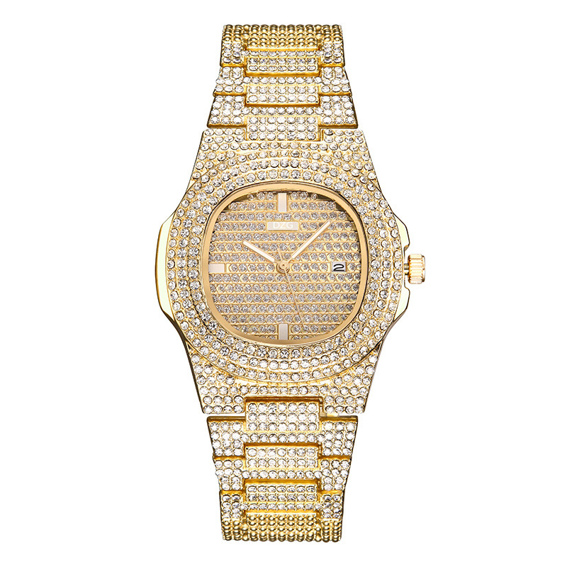 Cross-Border Hot-Selling New Luxury Starry Sky Rhinestone Quartz Watch for Women, Full Diamond Calendar Steel Band Ladies' Watch