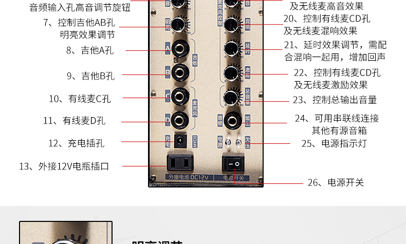 Máy đo cao MG1882A công suất cao 500W sân khấu hiệu suất lớn quy mô lớn âm thanh sạc ngoài trời Loa đường hát - Loa loa loa lg xboom go pn1
