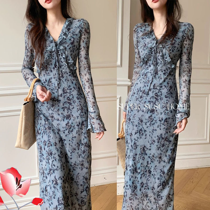Fashionable Floral Plus-Size Women's Clothing for Fat Girls, Extra Length Vacation Slimming Dress 2026 Spring and Summer New Long Skirt
