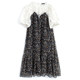 MIUCO round neck lace crochet patchwork romantic floral dress French