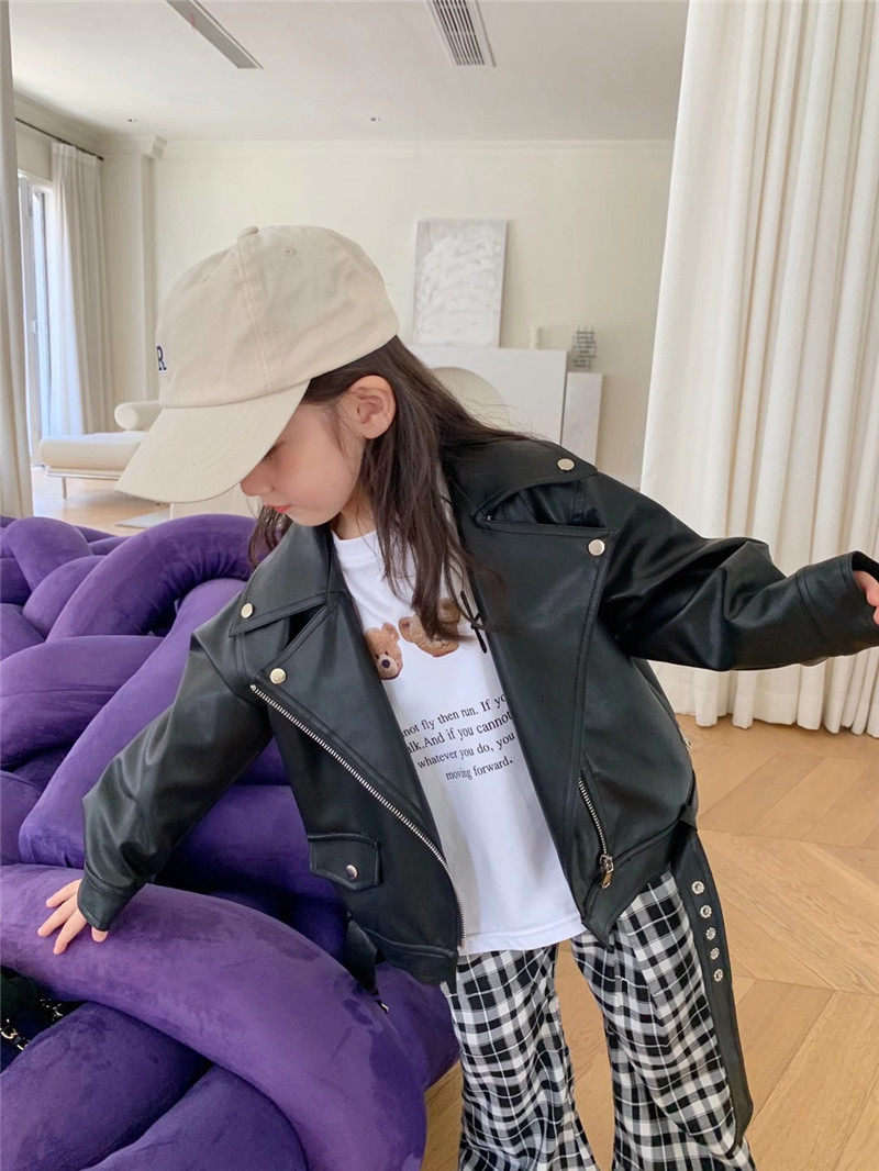 Girls' Fashionable Leather Jacket 2026 Autumn and Winter New Style Children's Fleece-Lined Thickened Leather Coat Baby Winter Warm Outerwear Trendy — 4