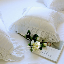 South Korea imported Korean version of the sun flower hand embroidered lace satin cotton cushion cover pillow case pillow
