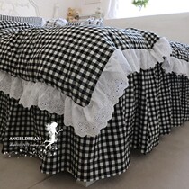 Imported European and American Korean version of the new original precision embroidery handsome plaid cotton bedding cotton four-piece set