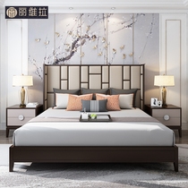 New Chinese bed Twin Beds Main BEDROOM-STYLE LARGE BED SOLID WOOD MODERN MINIMALIST WEDDING BED HIGH BOX FULL HOUSE CUSTOM FURNITURE