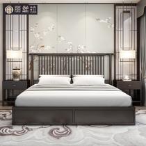 Chinese style bed solid wood master bedroom walnuts 1 8m meters light extravagant minimalist about storage modern double bed hotel folk furniture