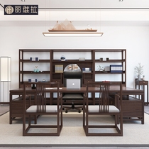 Chinese style large desk corner solid wood book room writing desk calligraphy office computer desk bookcase combined large class table furniture