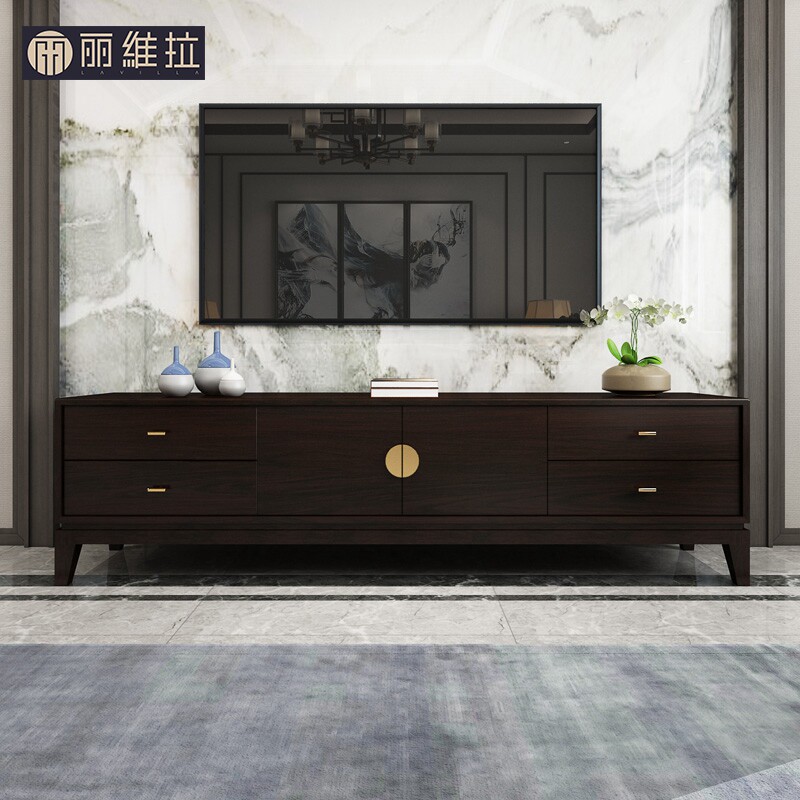 New Chinese solid wood TV cabinet modern light luxury sofa tea couch several living room combination furniture landing cabinet
