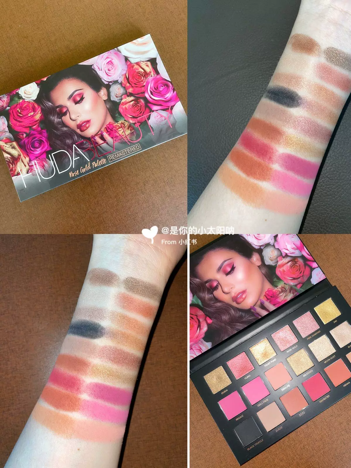 Палетка теней для век HudaBeauty 18 оттенков, розово-золотистый Desert Rose Gold, второе поколение, полуперламутровая светлая и полуматовая, повседневный вариант