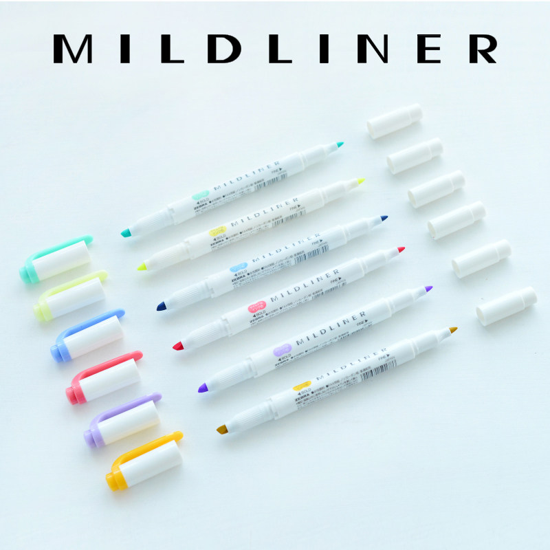 5) Japan ZEBRAzebra MILDLINER hand account light color double-headed student mark fluorescent pen WKT7