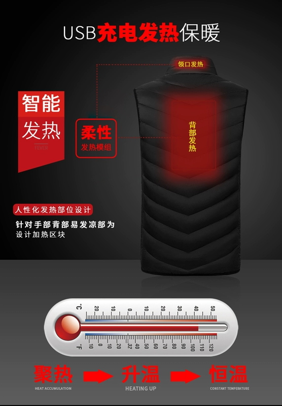 Sưởi ấm vest thông minh usb sạc ấm sưởi ấm xuống áo khoác bông điện carbon sợi vest vest xuyên biên giới áo ba lỗ tập gym