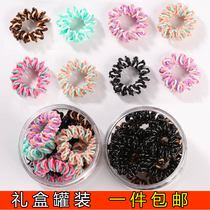  Does not hurt hair High elastic hair ring tie hair candy color telephone line black rubber band white hair jewelry