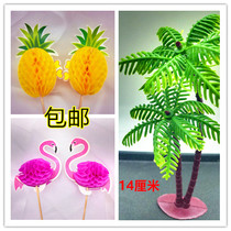 New product 3D paper Flamingo pineapple birthday cake decoration plug-in flag ornaments Cartoon Net red baking decoration