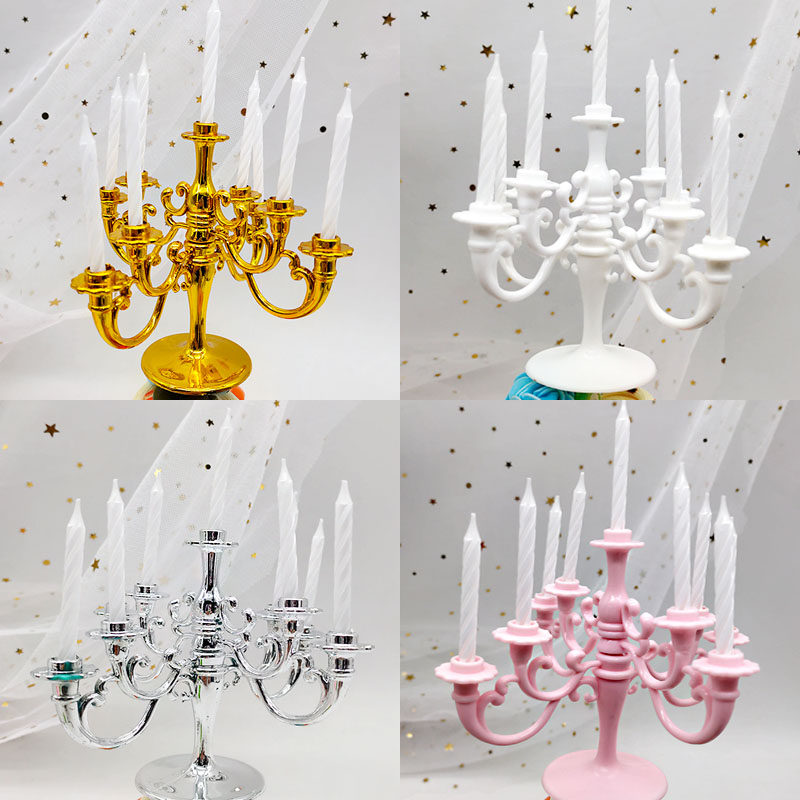 Cake decoration European vintage candlestick and candle net red new baking decoration plug-in dessert table accessories