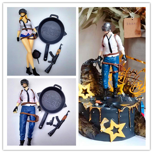 Cake decoration plug-in Jedi Eating Chicken Warrior Models of male and female models Wigned with chicken inserted flags in the evening