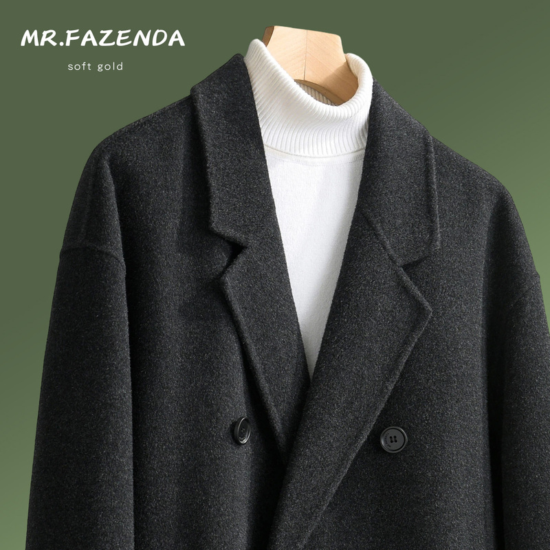 Autumn and Winter Long Double-Sided Sheep Wool Coat for Men, Korean Style Over-The-Knee Loose Suit Collar Woolen Trench Coat Autumn and Winter Long Double-Sided Sheep Wool Coat for Men, Korean Style Over-The-Knee Loose Suit Collar Woolen Trench Coat