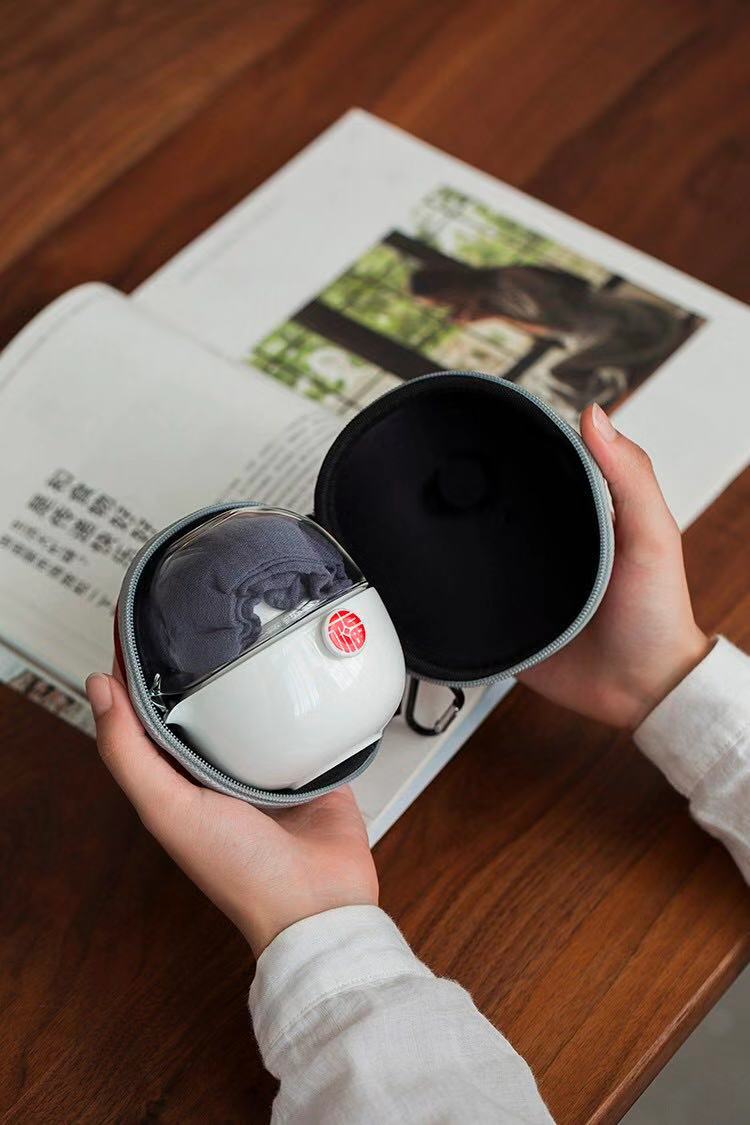 Dehua white porcelain cup to crack a pot of portable travel two cups of tea set outdoors travel package teapot kung fu tea cups