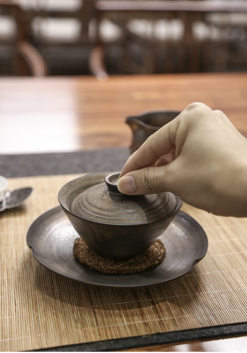 Iron ore metal glaze tea pot of bearing pad bearing dry mercifully machine ceramic Japanese coarse pottery are it pad vintage kung fu tea set