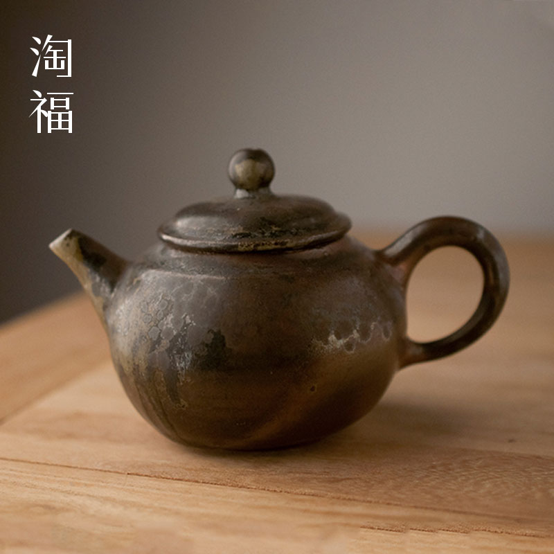 Taiwan yong - hui wu firewood teapot checking ceramic teapot single pot teapot household kunfu tea tea set collection