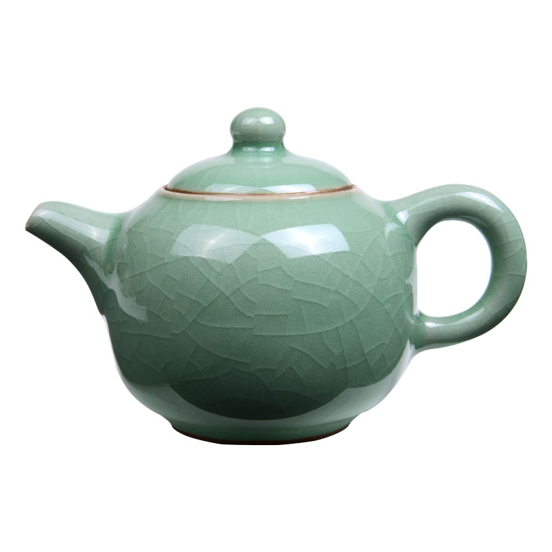 Brother happy auspicious of longquan celadon pot of ceramic tea set manually single pot of large teapot tea zero with the teapot