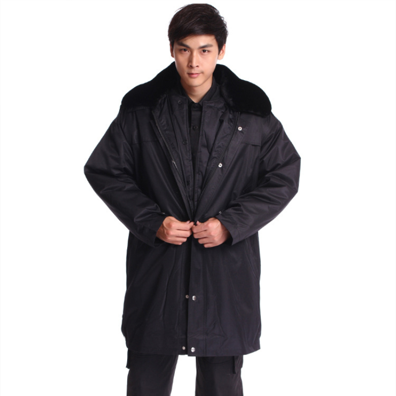 Cashmere multifunction big coat black men and women security winter cold proof clothes waterproof and warm cotton padded jacket