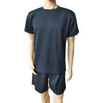 Dark Blue Fitness Suit for men and women Summer running training Round Collar Short Sleeves T-shirt Shorts Quick Dry For Training Suits