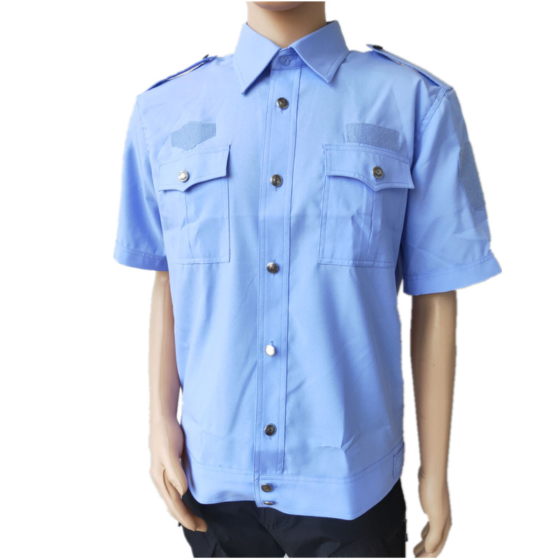 Light blue security uniform summer duty uniform short-sleeved top men's property security uniform jacket shirt top