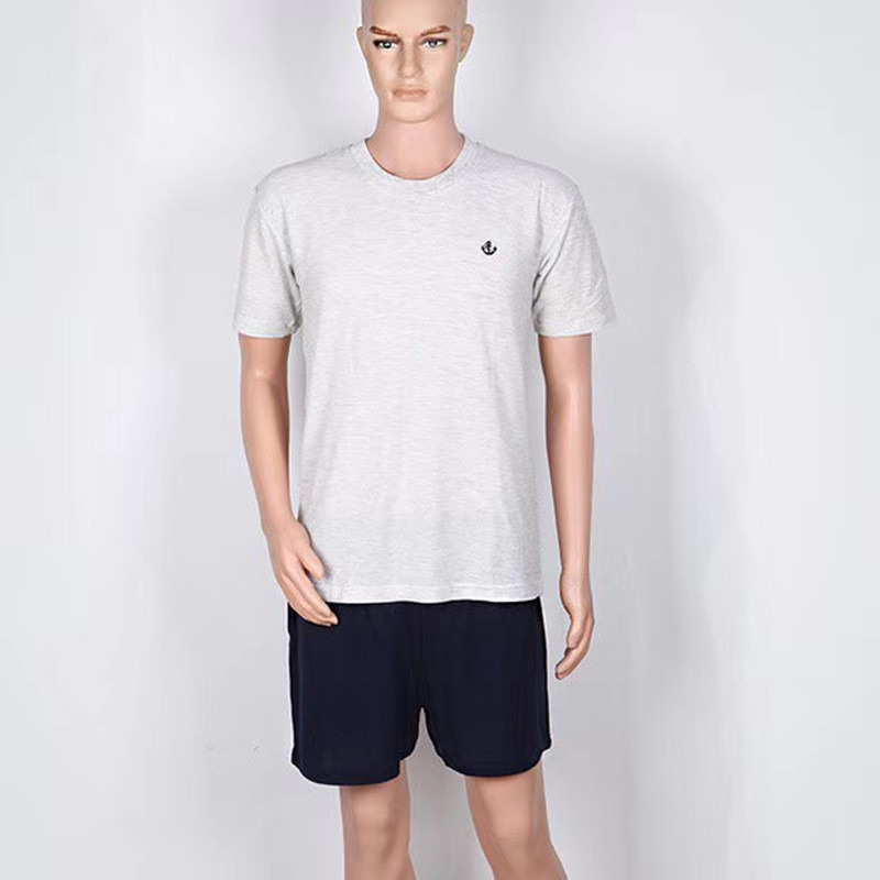 Submarine long voyage fitness suit men and women summer ship round neck cotton linen short-sleeved T-shirt shorts quick-drying training suit