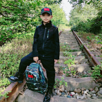 Childrens version Autumn winter black grip suede pants with velvet thickened windproof anti-cold camouflate jacket punching cotton clot