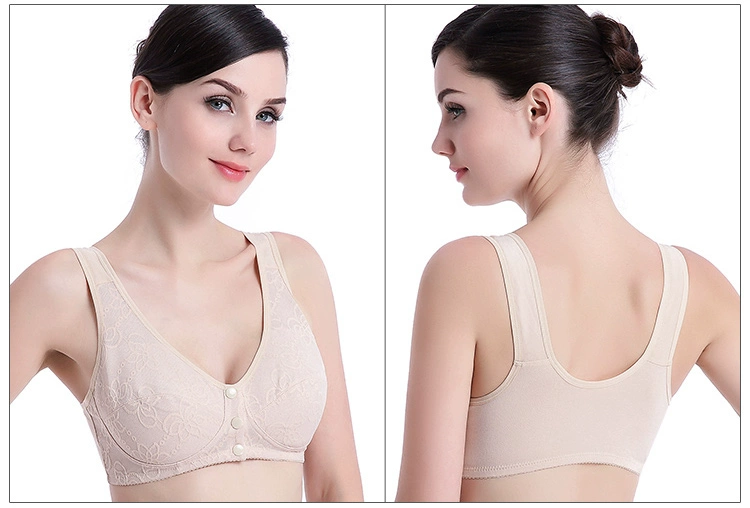 Suy nghĩ cổ xưa và trung niên không có vòng thép áo ngực cotton khóa trước cỡ lớn vest cotton mỏng vải mẹ đồ lót thể thao quần lót nữ thun lạnh