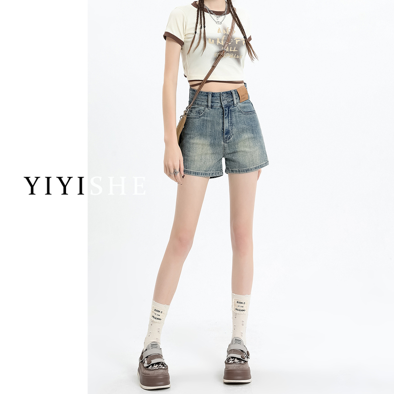 High-Waisted Denim Shorts for Women, 2026 Summer New Style, Hot Girl Yellow Mud Color, Stylish Design, Slimming A-Line Straight Hot Pants High-Waisted Denim Shorts for Women, 2026 Summer New Style, Hot Girl Yellow Mud Color, Stylish Design, Slimming A-Line Straight Hot Pants