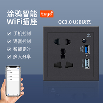 Graffiti wifi smart wall socket USB fast charging security mobile phone remote control switch timing small love voice control