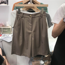 2020 spring and summer Korean casual five-point loose wide leg straight pipe cigarette pants High waist thin suit shorts children