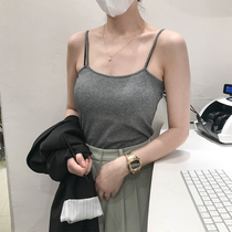 2021 spring and summer with chest pad inner tie base shirt off-shoulder sleeveless bandeau top gray waistband camisole women
