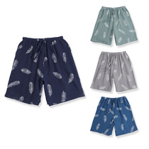 Texture cotton shorts wrinkled gauze mens pajama pants home pants hot pants beach pants five-point pants can be worn outside