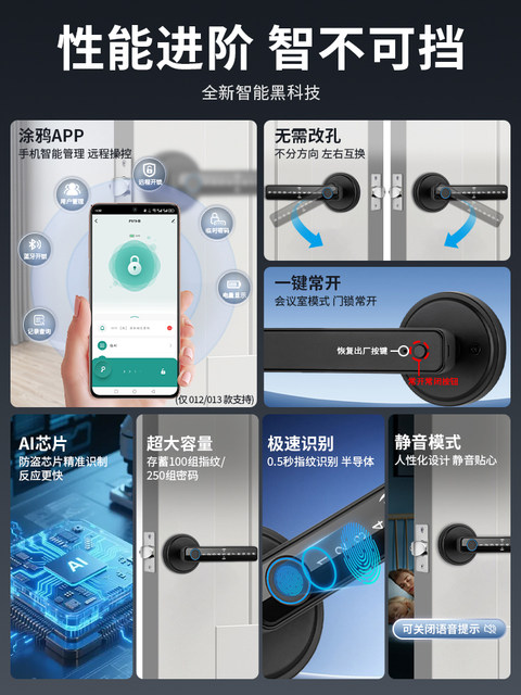 Kob Indoor Wooden Door Fingerprint Lock, Universal for Bedrooms and Offices, Household Fingerprint Password Lock, Electronic Smart Door Lock