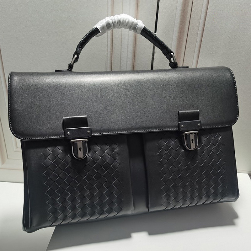 2022 New High-end Men's Briefcase Business Handbag Workplace Documents Bag Genuine Leather Woven Hand Carrying Bag Men's Bag 