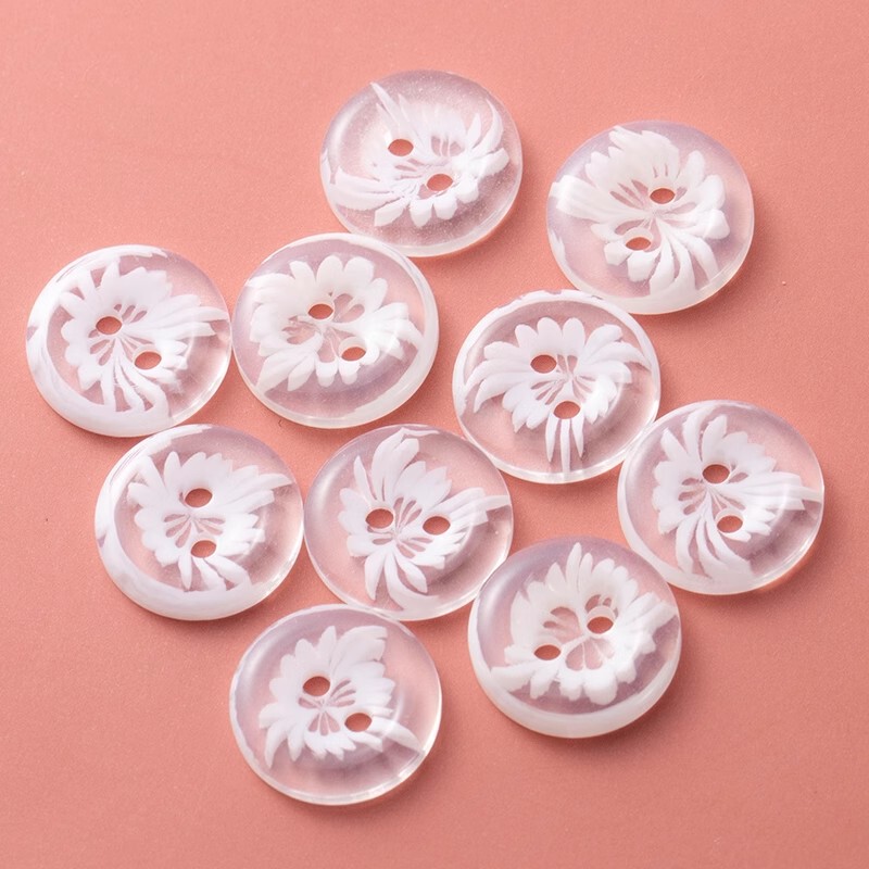 Summer Shirt Buttons, Versatile White Transparent Floral Women's Simple Shirt Dress with Round Invisible Buttons